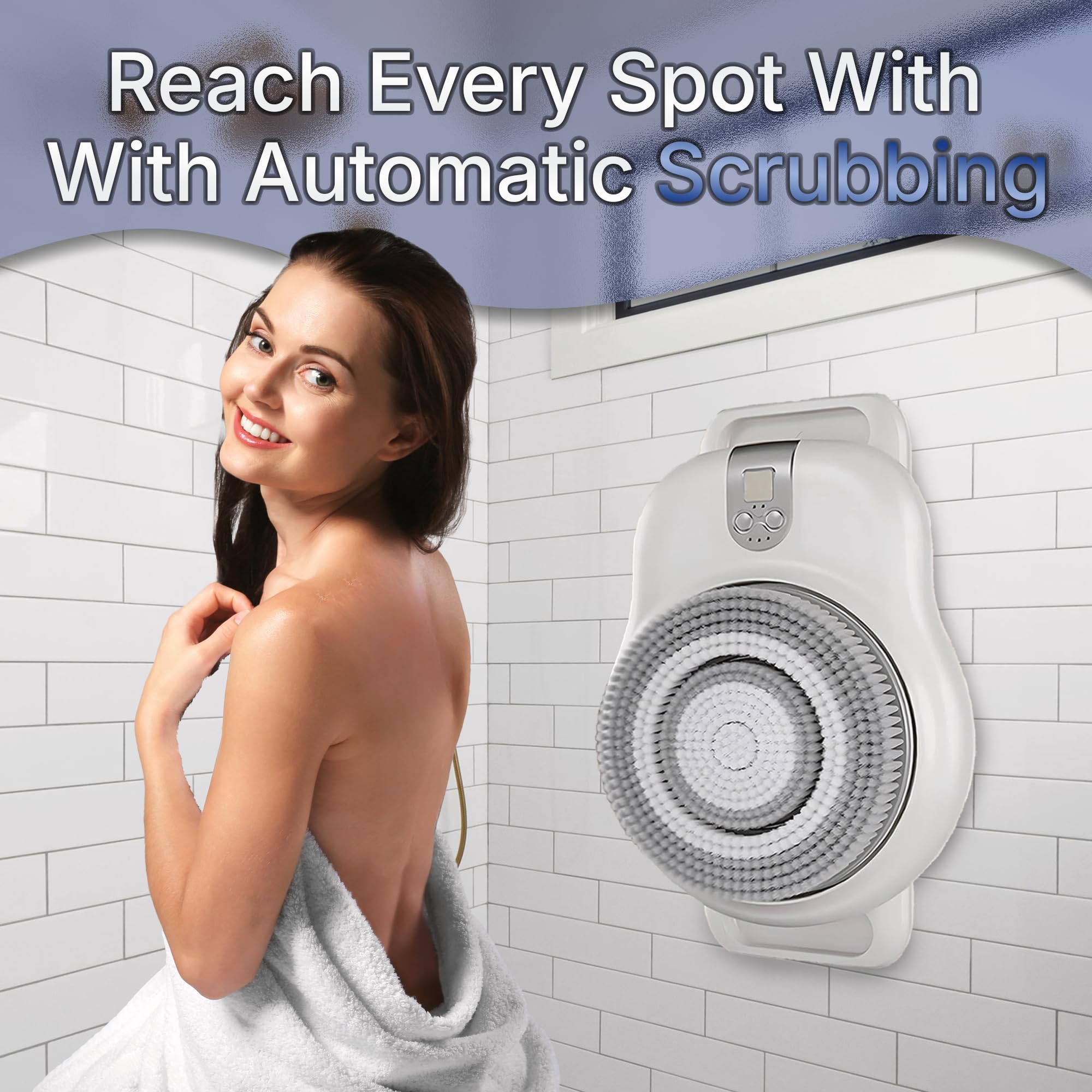 Revolutionary Wall-Mounted Automatic Rotating Shower Brush Back Scrubber - Electric Back & Body 360° Deep Cleansing & Exfoliating Body, Adjustable Speed for Spa-Like Experience - Image 7