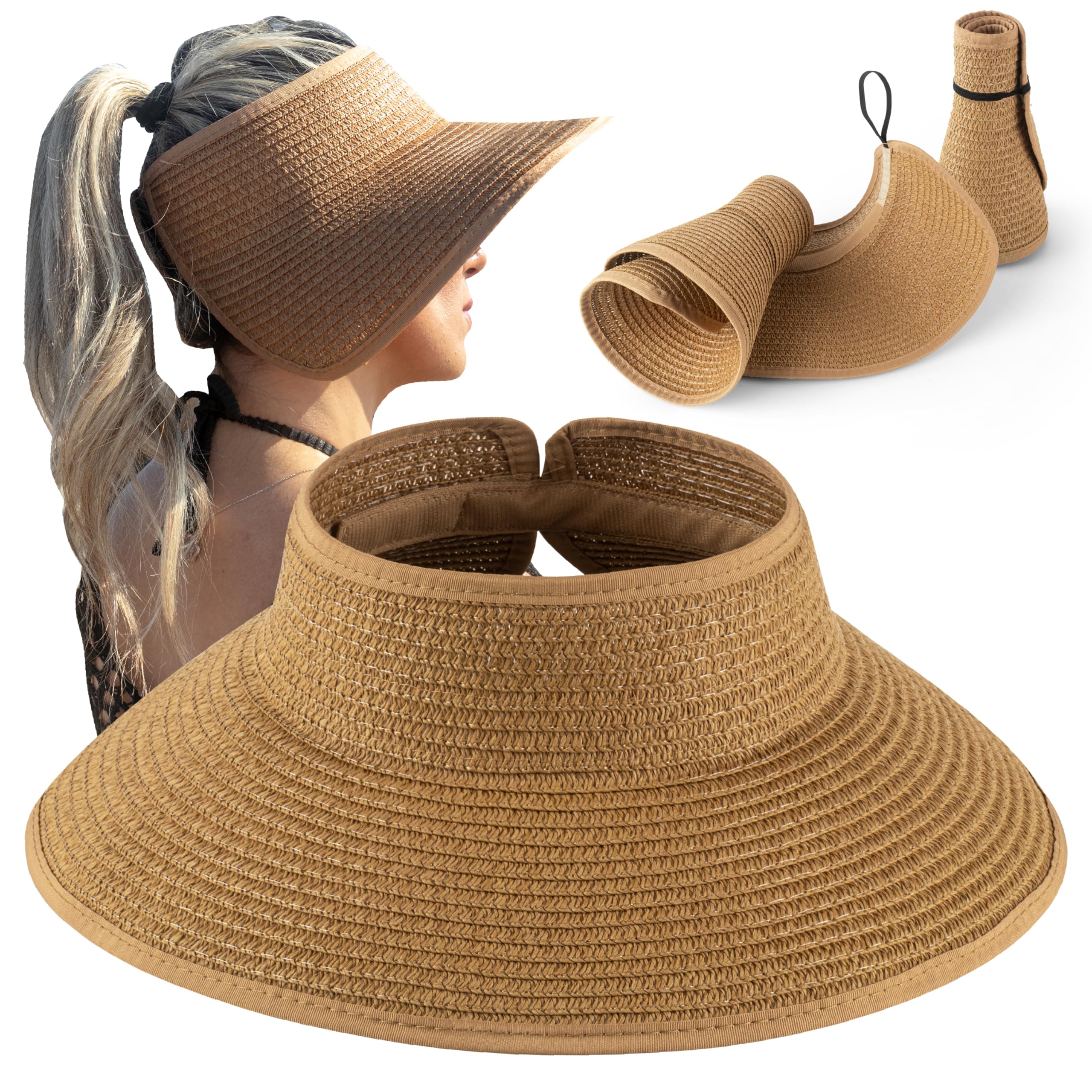 Women’s Sun Visor - UPF 50+ Protection, Wide Brim, Adjustable, Ponytail-Friendly, Packable - Ideal for Travel & Beach - Image 8