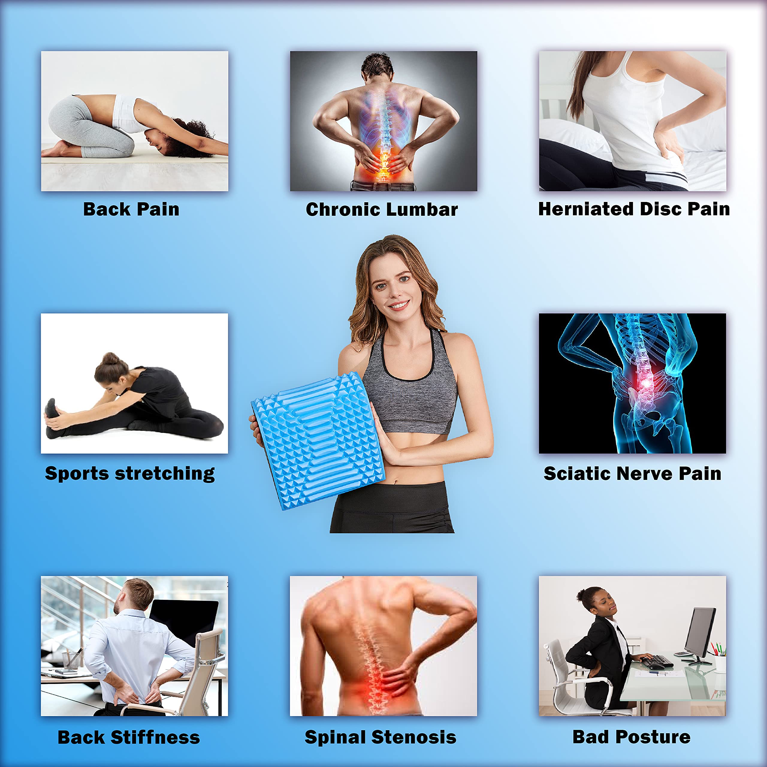 YESINDEED Back Stretcher Pillow – Pain Relief for Lower Back, Lumbar Support, Posture Correction, Sciatica Aid, Orthopedic Design, Easy to Use at Home, Office, or Anywhere, Orthopedist Recommended - Image 5