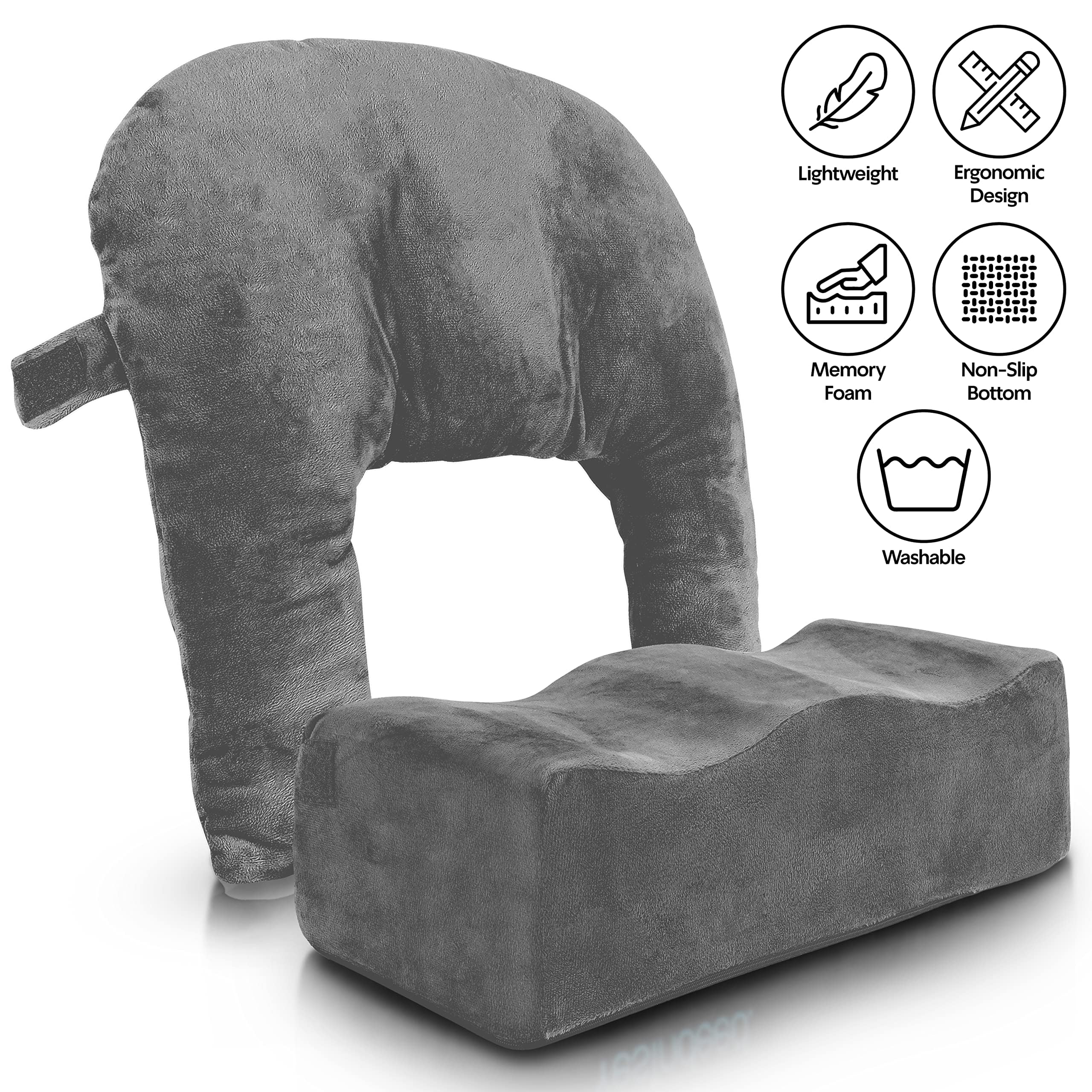 YESINDEED Brazilian Butt Lift Pillow + Back Support – Dr. Approved BBL Foam Pillow Set with Carry Bag, Comfortable & Firm Recovery Cushion for Post Surgery Sitting Relief, Lightweight & Portable, Grey - Image 6