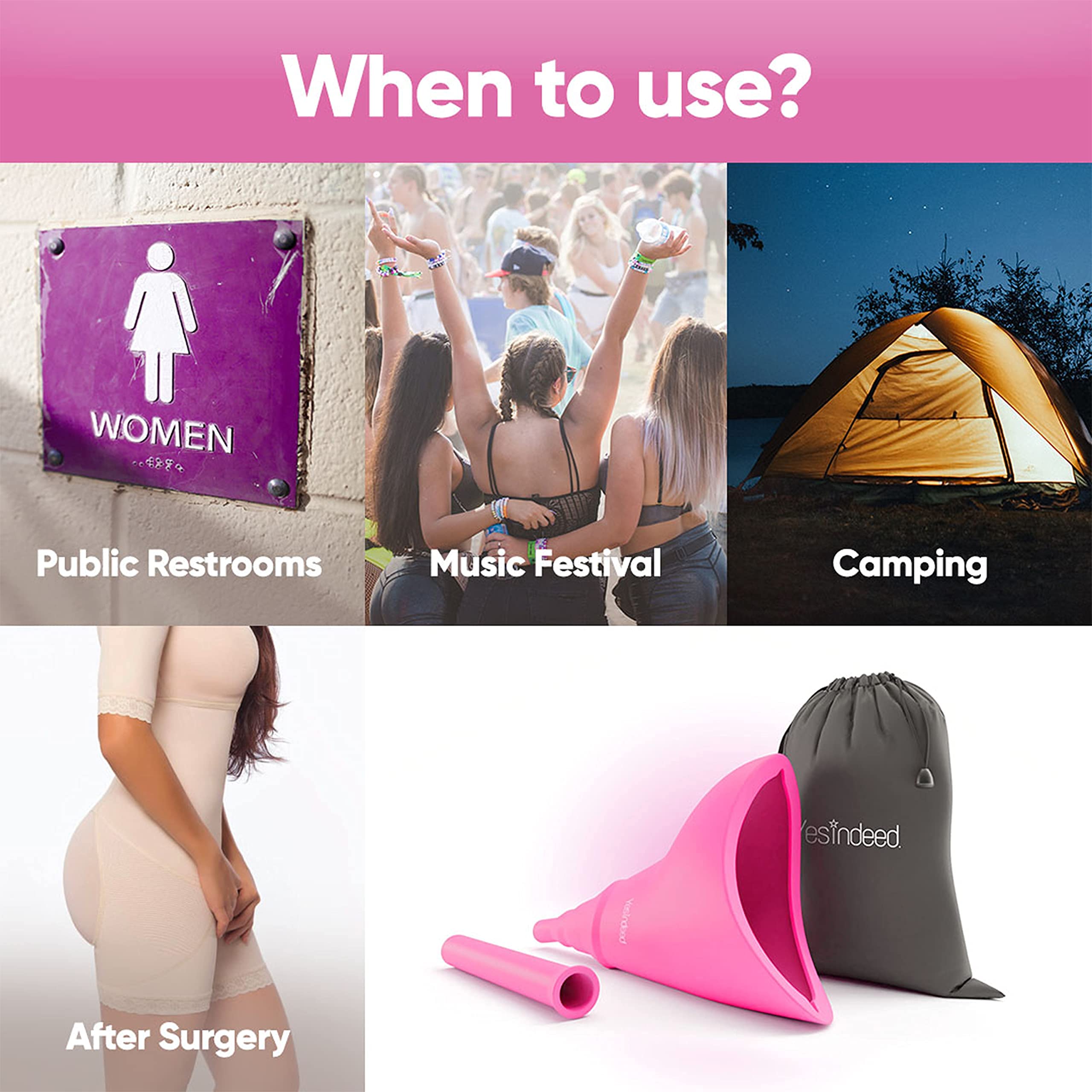 YESINDEED Brazilian Butt Lift Toilet Seat Riser Pillow + Back Support + Female Urination Device Silicone Funnel for Women Standing Up to Pee Reusable Easy to Clean - Image 6