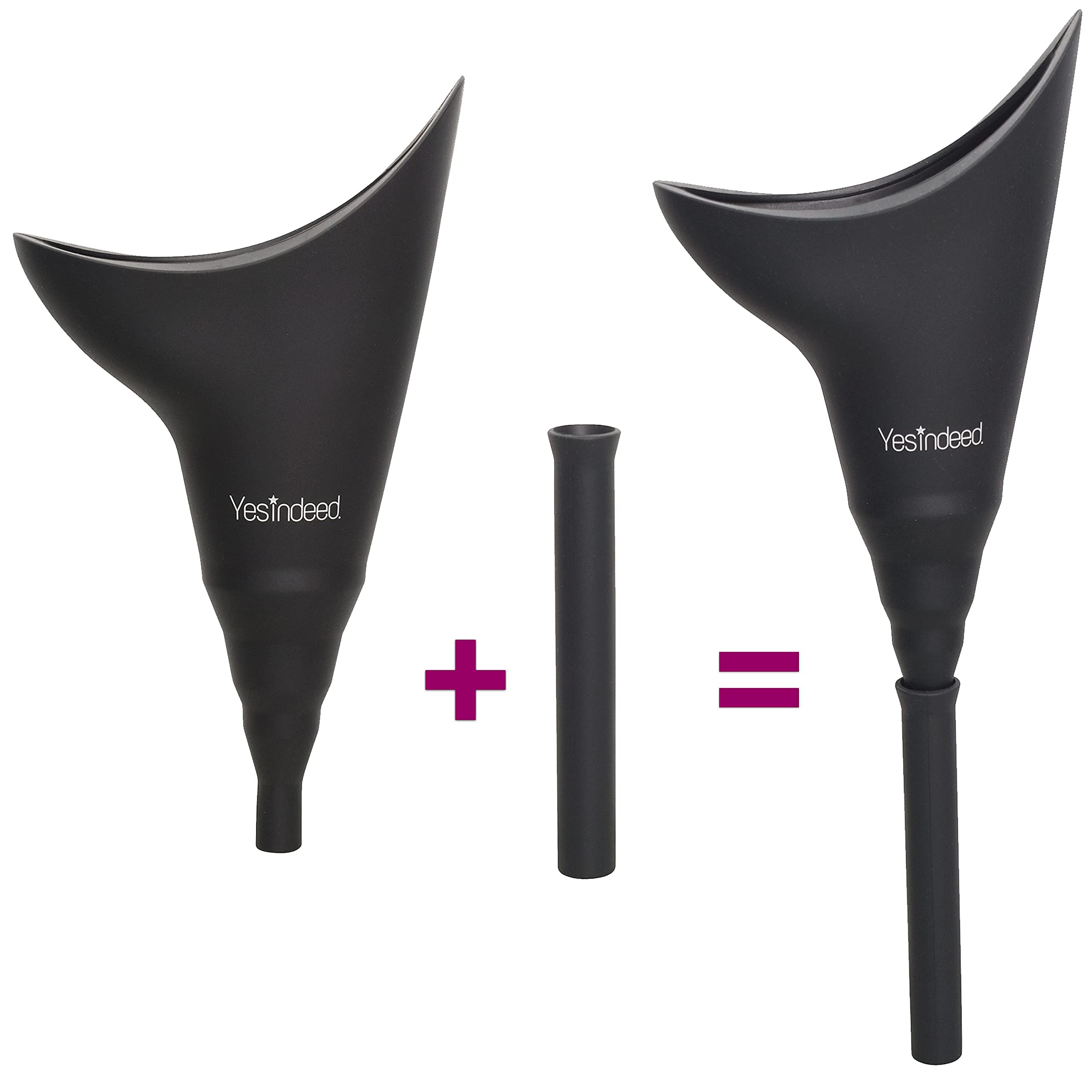 The Original YESINDEED Female Urination Device Silicone Funnel Urine Portable Urinal for Women Standing Up to Pee Reusable Easy to Clean, for After Surgery, Outdoor Activities +Extension Tube (Black) - Image 3