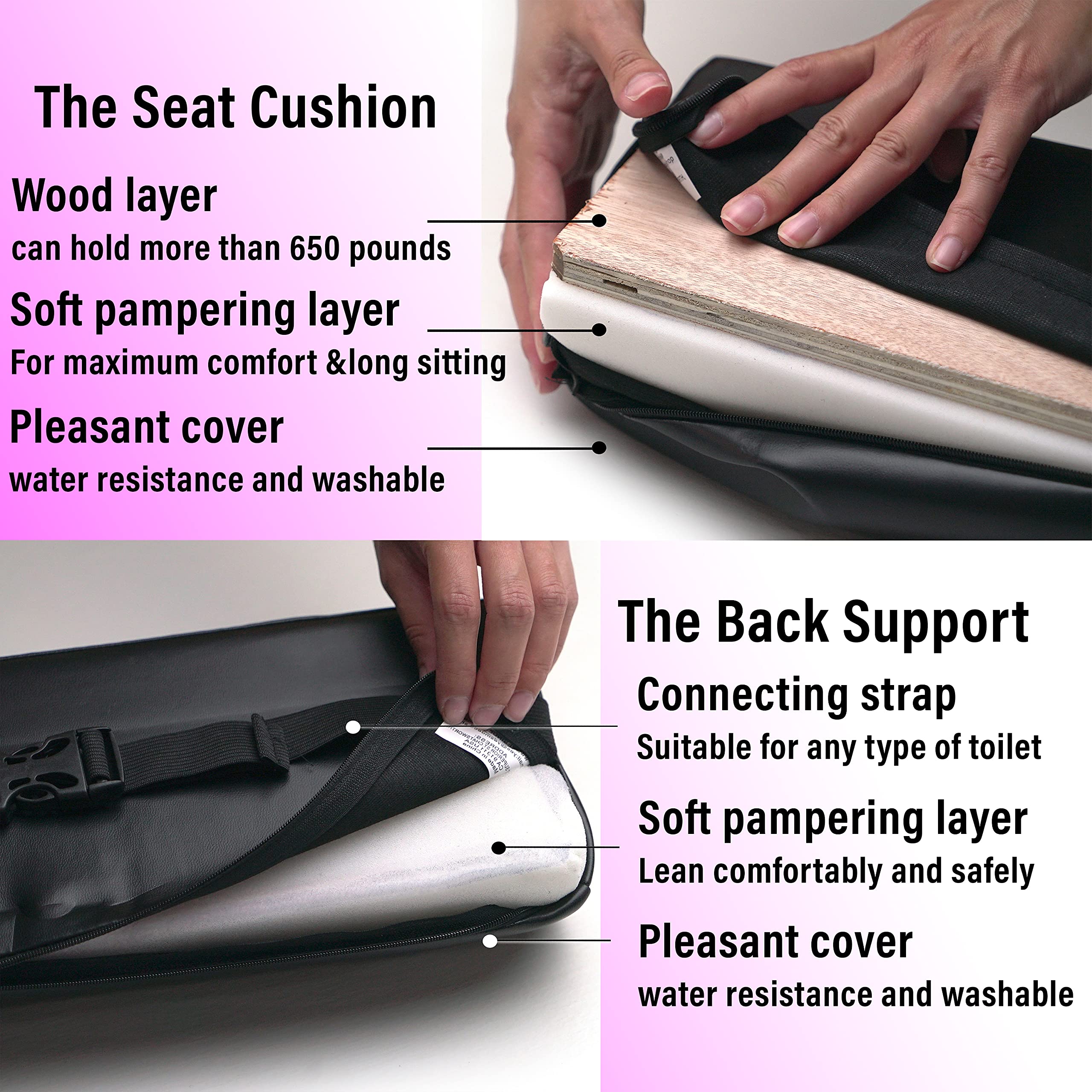 YESINDEED Brazilian Butt Lift Toilet Seat Riser Pillow + Back Support + Female Urination Device Silicone Funnel for Women Standing Up to Pee Reusable Easy to Clean - Image 7