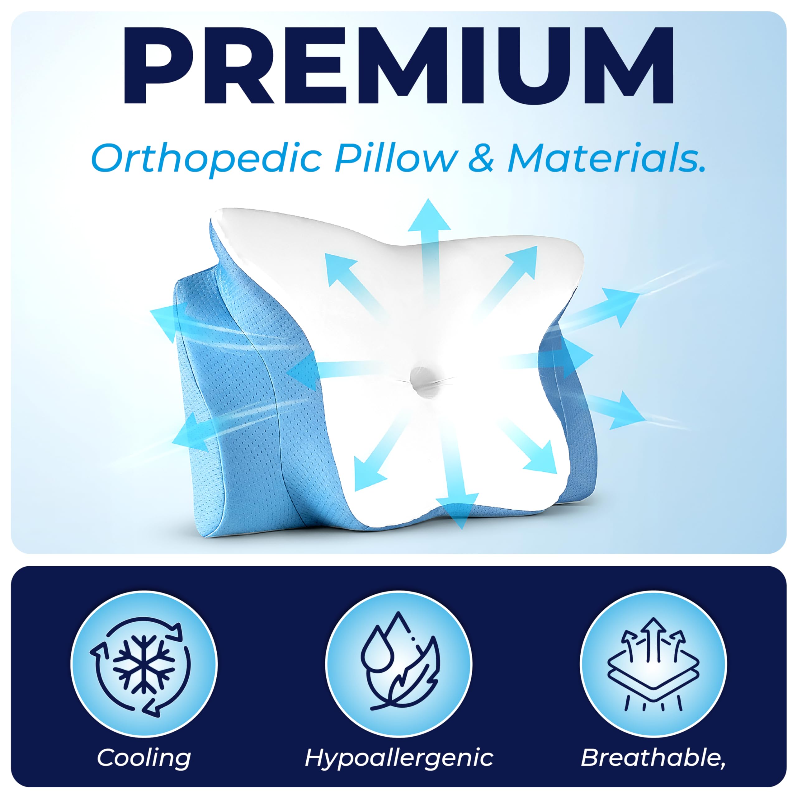 YESINDEED Pain Relief Cooling Pillow – Cervical Neck Support for Sleeping, Contoured Memory Foam Design for Neck and Shoulder Pain, Ergonomic Sleep Solution for Side Sleepers, Snoring, Posture - Image 4